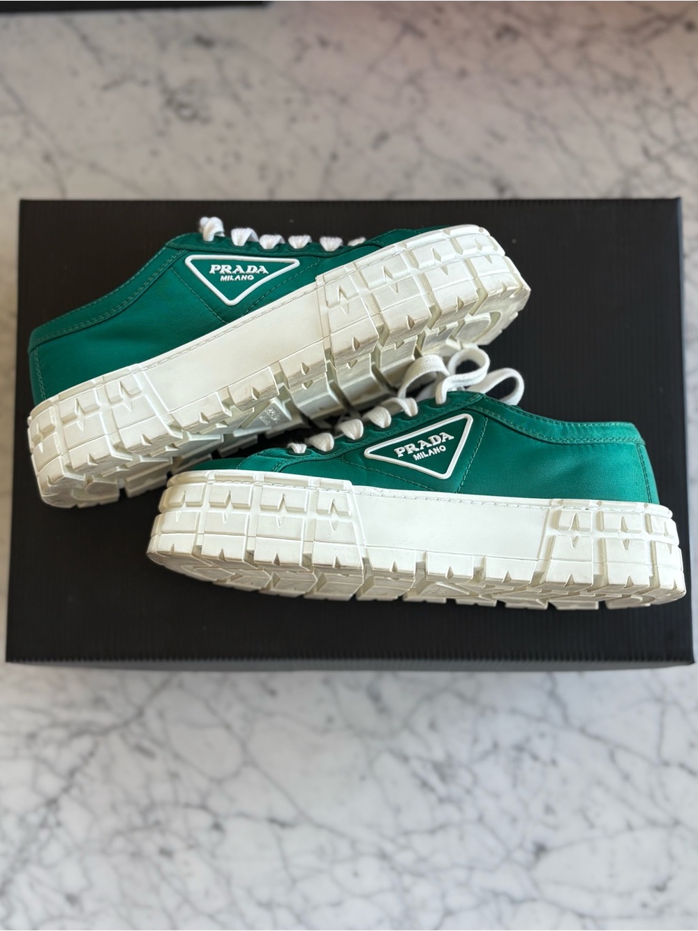 PRADA DOUBLE WHEEL RE-NYLON PLATFORM SNEAKERS